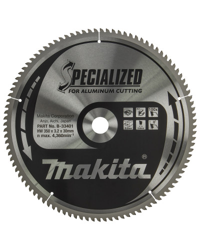 Makita B-33401 | Пиляльний диск Makita SPECIALIZED: алюміній, ламінат 350х30 мм 100 зубів B-33401