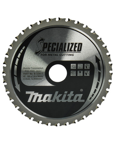 Makita B-33417 | Пиляльний диск по металу Makita SPECIALIZED 185x30 мм 36T B-33417