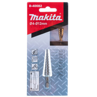 Сверло Makita ступенчатое с прямой канавкой, 4-12х65мм D-40082