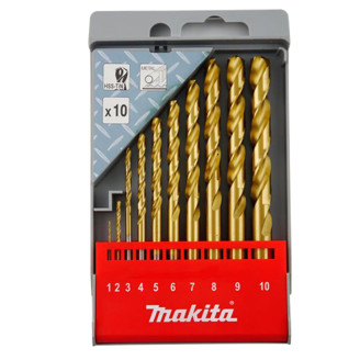 Makita D-43561 |  Набор сверл Makita HSS-TiN по металлу, 1-10мм (10 шт)  D-43561