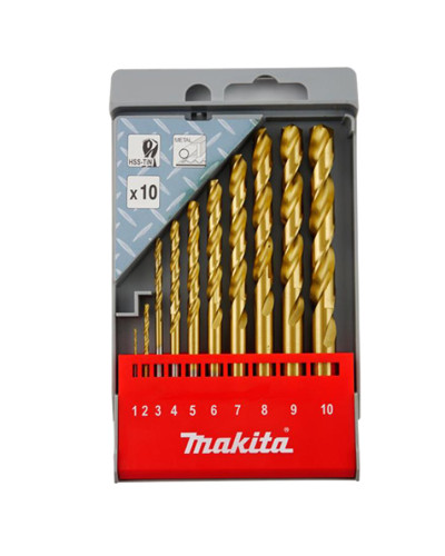 Makita D-43561 | Набір свердл Makita HSS-TiN по металу, 1-10мм (10 шт) D-43561
