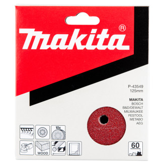 Набір шліфувального паперу  MAKITA d=125 мм K60 10 шт,  P-43549