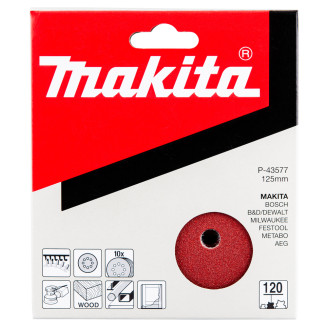 Набор шлифовальной бумаги MAKITA d=125 мм K120 10 шт, P-43577