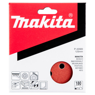 Набір шліфувального паперу  MAKITA d=125 мм K180 10 шт,  P-43583