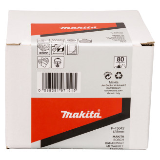 Набір шліфувального паперу  MAKITA d=125 мм K80 50 шт, P-43642