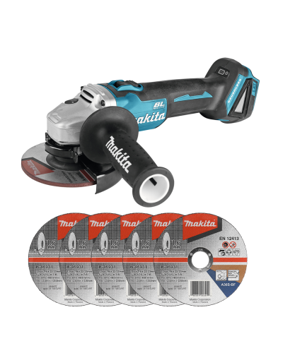 Makita SET-DGA504Z-0826 | Акумуляторна кутова шліфмашина DGA504Z + B-46931 (5 шт), SET-DGA504Z-0826