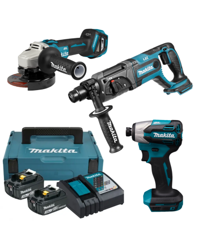 Makita SET-DGA511Z-0826 | Набір інструементів болгарка DGA511Z + ударний шурупокрут DTD158Z + перфоратор DHR241Z + набір 197952-5