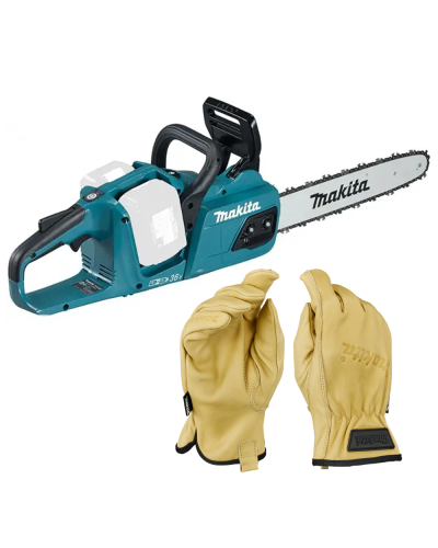 Makita SET-DUC355Z | Акумуляторна ланцюгова пила Makita LXT DUC355Z + шкіряні рукавиці P-84632