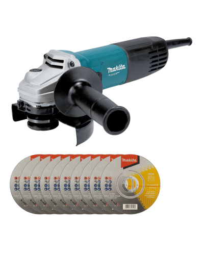 Makita SET-M9511RB-0826 | Кутова шліфмашина Makita MT M9511RB + D-75530 10 шт
