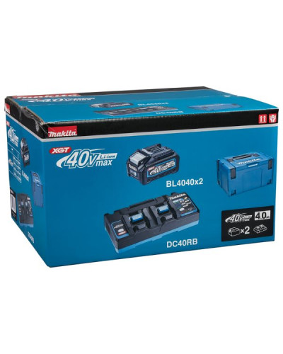 Набір акумуляторів Makita XGT 40 V MAX BL4040x2,DC40RB, Mbox3 - фото 2 Набір акумуляторів Makita XGT 40 V MAX BL4040x2,DC40RB, Mbox3 - фото 2