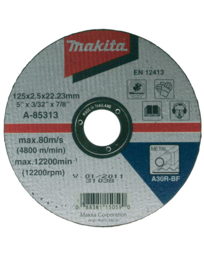 Makita A-85313 | Відрізний диск по металу плаский MAKITA 30R 125х22.23х2.5 мм, A-85313