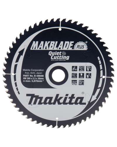 Makita B-08698 | Пиляльний диск Makita MAKBlade Plus по дереву 260x30мм x 60 зуб, B-08698