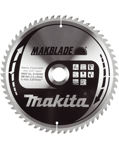 Makita B-08872 | Пильный диск Makita MAKBlade по дереву 216x30мм x 40 зуб, B-08872