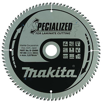 Makita B-29496 | Пиляльний диск Makita TCT для ламинату 260х30 мм 84T, B-29496