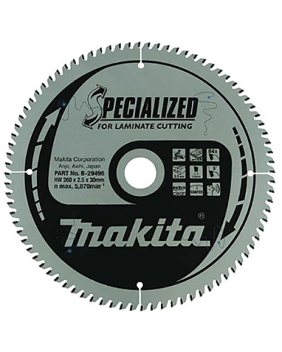 Makita B-29496 | Пиляльний диск Makita TCT для ламинату 260х30 мм 84T, B-29496