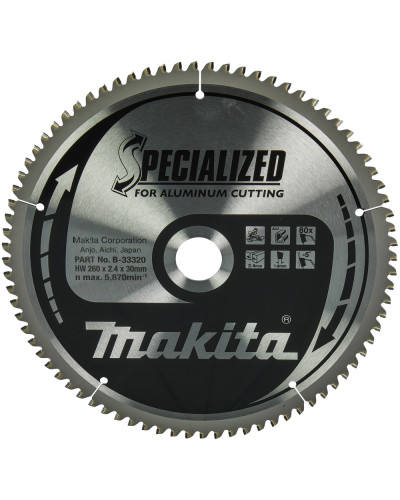 Makita B-33320 | Пиляльний диск Makita SPECIALIZED для алюмінію 260х30 мм 80 зубів, B-33320