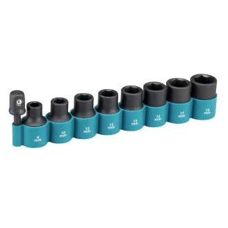 Makita B-54645 | Набір ударних головок Makita з адаптером 1/2'', 38мм, 9шт, B-54645