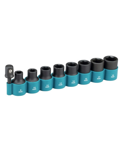 Makita B-54645 | Набір ударних головок Makita з адаптером 1/2'', 38мм, 9шт, B-54645