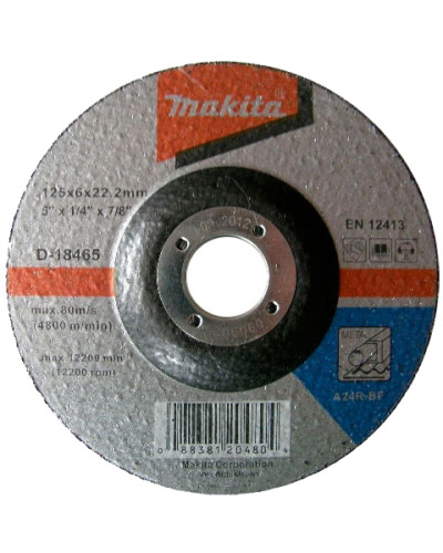 Makita D-18465 | Шлифовальный диск по металлу Makita 24R 125х22.23х6 мм, D-18465