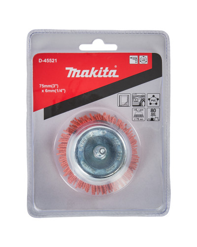 Нейлоновая чашечная щетка Makita для грубой очистки 75х6мм, D-45521  - фото 2