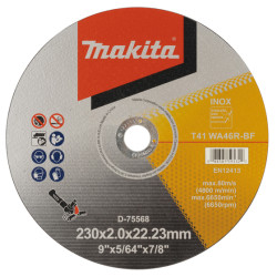 Відрізний диск по нержавійці Makita 230х22.23х2 мм, D-75568