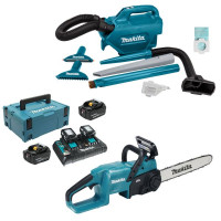 Набор Makita аккумуляторная пила DUC357Z+аккумуляторный пылесос DCL184Z+набор аккумуляторов 197626-8