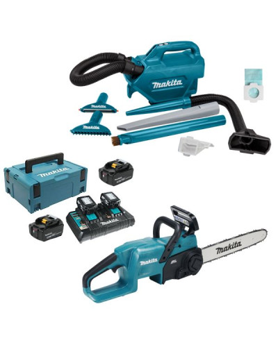 Makita SET-DUC357Z-1123 | Набор Makita аккумуляторная пила DUC357Z+аккумуляторный пылесос DCL184Z+набор аккумуляторов 197626-8