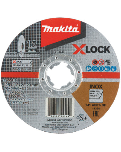 Makita E-00418 | Відрізний диск з нержавіючої сталі плоский MAKITA X-LOCK 125х22.23х1.2 мм, E-00418