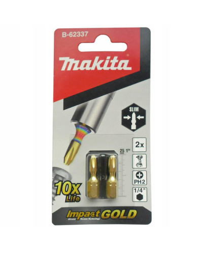 Торсионная бита PH2 Impact Gold Super Slim Makita 2 шт  - фото 2