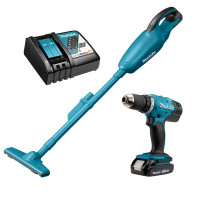 Набор инструмента Makita LXT аккумуляторная дрель-шуруповерт DDF453SYX5 и пылесос DCL180Z 