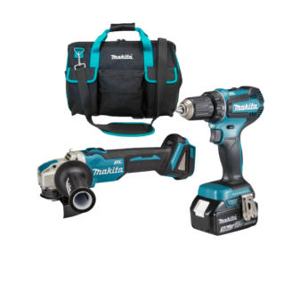 Makita SET-DDF485MK2 | Набір Makita акумуляторний дриль-шурупокрут DDF485FYX3, акумуляторна кутова шліфмашина DGA521ZX1, сумка PGC-100510