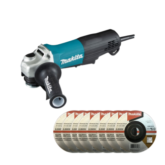 Makita SET-GA5050R-0923 | Кутова шліфмашина Makita GA5050R та набір шліфувальних дисків A-80656 (10 шт.)