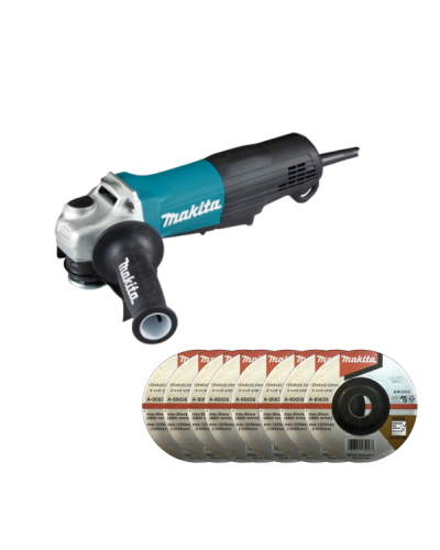 Makita SET-GA5050R-0923 | Кутова шліфмашина Makita GA5050R та набір шліфувальних дисків A-80656 (10 шт.)