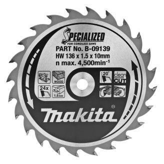 Makita B-09139 | B-09139 MAKITA Пиляльний диск для деревини для акум,пил SPECIALIZED 136x10 мм 24 зуб