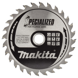 Makita B-09260 | Пильный диск по древесине для погружных пил SPECIALIZED 160x20 мм 28 зуб B-09260 