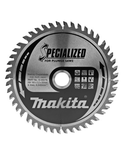 Makita B-09276 | Пильный диск по древесине для погружных пил MAKITA SPECIALIZED 160x20 мм 48 зуб B-09276