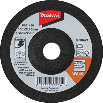 Makita B-18518 | Гибкий шлифовальный диск по нерж. стали Makita 46T, 115х22,23х3 мм, B-18518