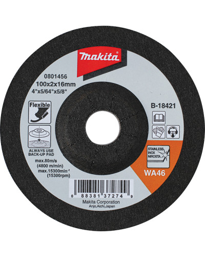 Makita B-18552 | Гнучкий шліфувальний диск по нерж. сталі Makita 46T, 125х22.23х3 мм, B-18552