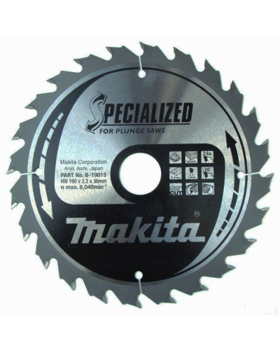 Makita B-19015 | Пиляльний диск по деревині для заглибних пил Makita SPECIALIZED 190x30 мм 24 зуб B-19015