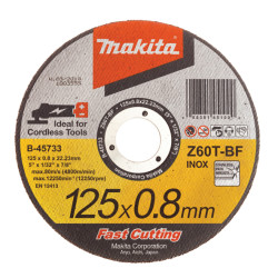 Відрізний диск з нержавіючої сталі плаский MAKITA Z60Т-BF, 125х22.23х0,8 мм, B-45733  