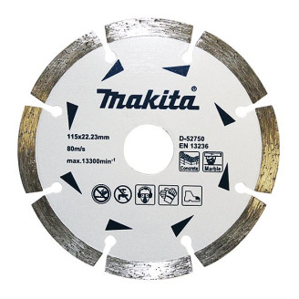 Makita D-52750 | Алмазний диск по бетону та мармуру Makita сегмент 115х22.23х1.8 мм, D-52750