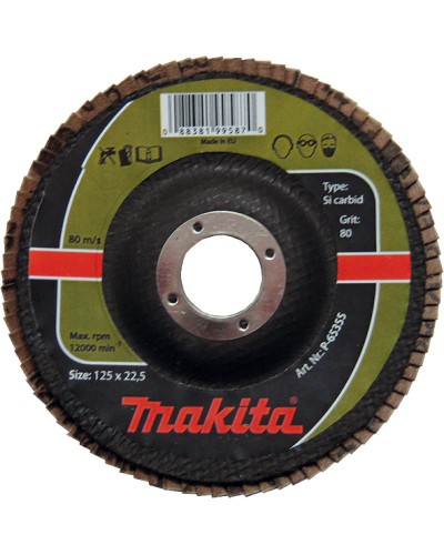Makita P-65327 | Лепестковый шлифовальный диск для каменю, бетону, плитки Makita K80, 115х22.23мм , P-65327