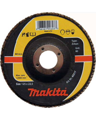 Makita P-65551 | Лепестковый шлифовальный диск для нерж. стали цирконий, Makita K80, 150х22.23 мм, P-65551