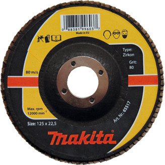 Makita P-65595 | Пелюстковий шліфувальний диск для нерж. цирконій, Makita K 80 180х22.23 мм, P-65595