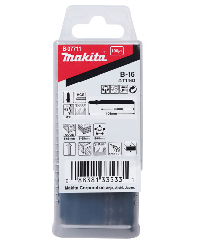 Makita b-07711 | Набор пил HCS по дереву для быстрого пропила 75 мм (100 шт.) b-07711