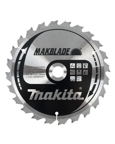 Makita B-08894 | Пиляльний диск Makita MAKBlade по дереву 190x20мм x 24 зуб, B-08894
