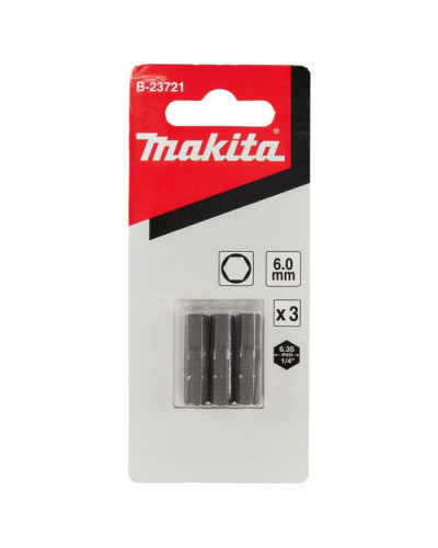 Makita B-23721 | Біта MAKITA шестигранна HEX 6,0 25мм, 3шт B-23721