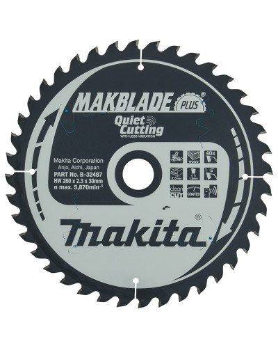 Makita b-32487 | Диск пиляльний по деревині MAKBlade PLUS 260x30 мм 40T b-32487