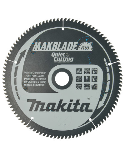 Makita b-32633 | Пильный диск по дереву MAKBlade PLUS 260x30 мм 100T b-32633