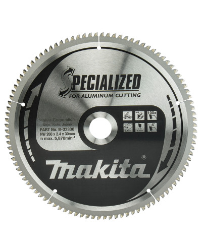 Makita B-33336 | Пиляльний диск Makita SPECIALIZED 260х30 мм 100Т: алюміній, кольорові метали, ламінат, пластик, B-33336